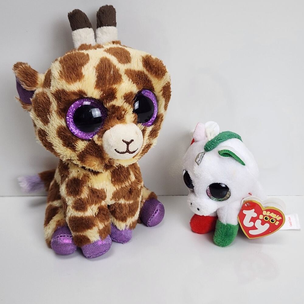 TY Beanie Baby "SAFARI" 6" & TY Beanie Boo Key Chain "CANDY CANE" 3" Plush Lot